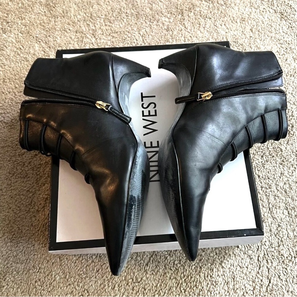 Nine West Black Button Kitten Heel Booties - Picture 2 of 4